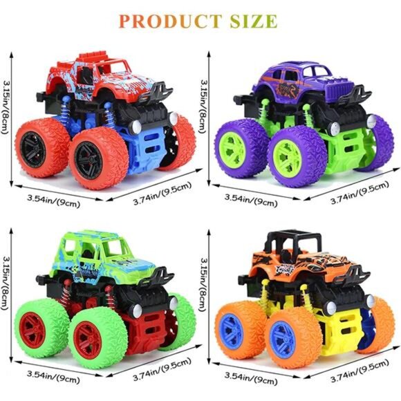 Truck for Boys 3 4 5 6 7 Year Old,4 Pack Push and Go Friction Powered Car Toys - Picture 6 of 7